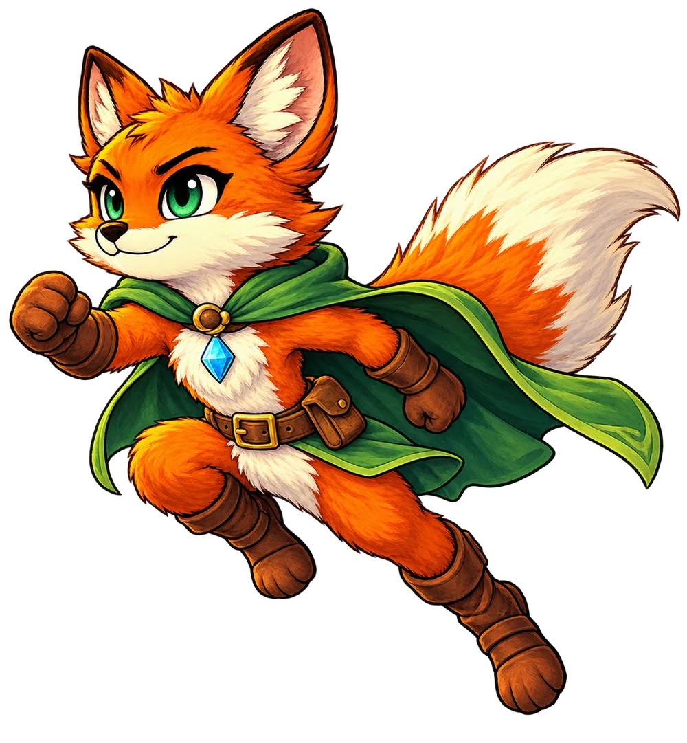 Kira the Fox en plein saut